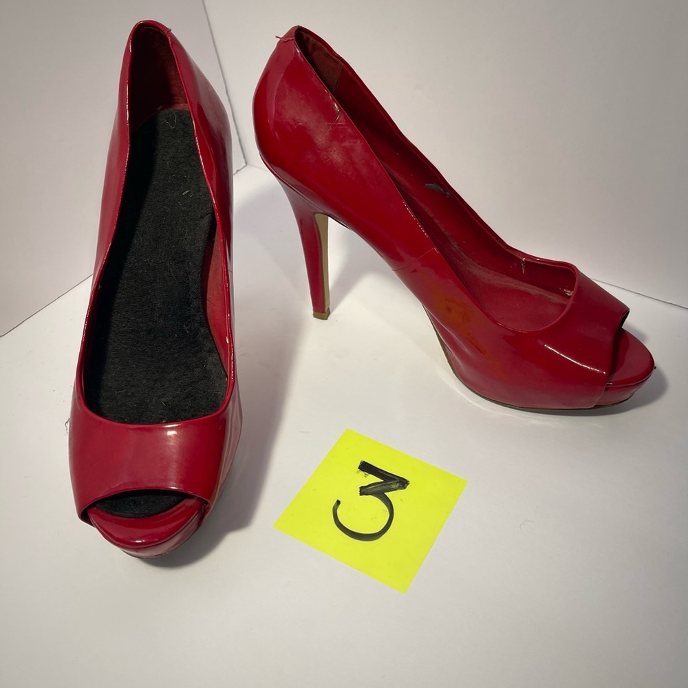 Elegant Red Peep-Toe Heels